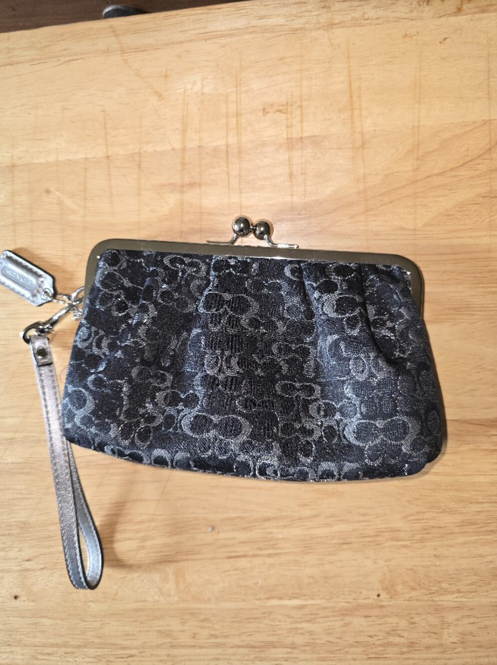 Coach Black Jacquard Wristlet Clutch